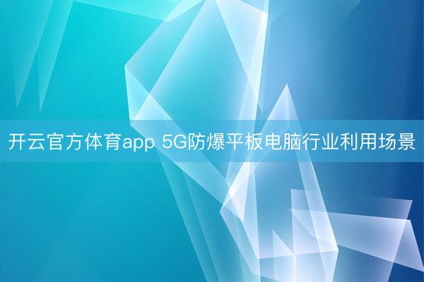 开云官方体育app 5G防爆平板电脑行业利用场景